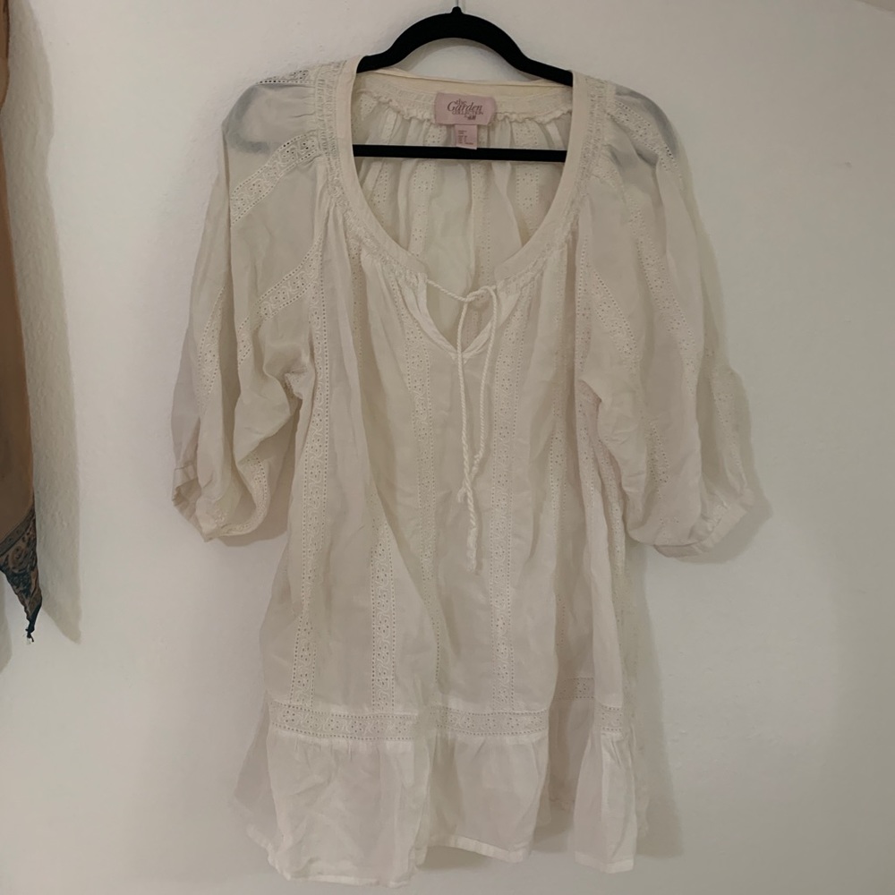 H&M Garden Collection Cream Blouse sz 8